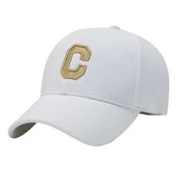 Baseball Cap Geborduurde "C" - Wit & Goud